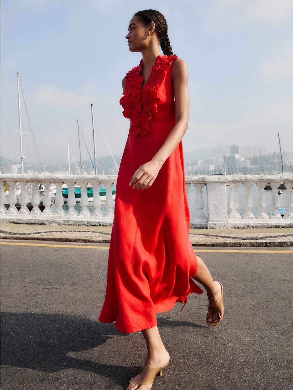 Red 3d Flower Maxi Dress by Farm Rio